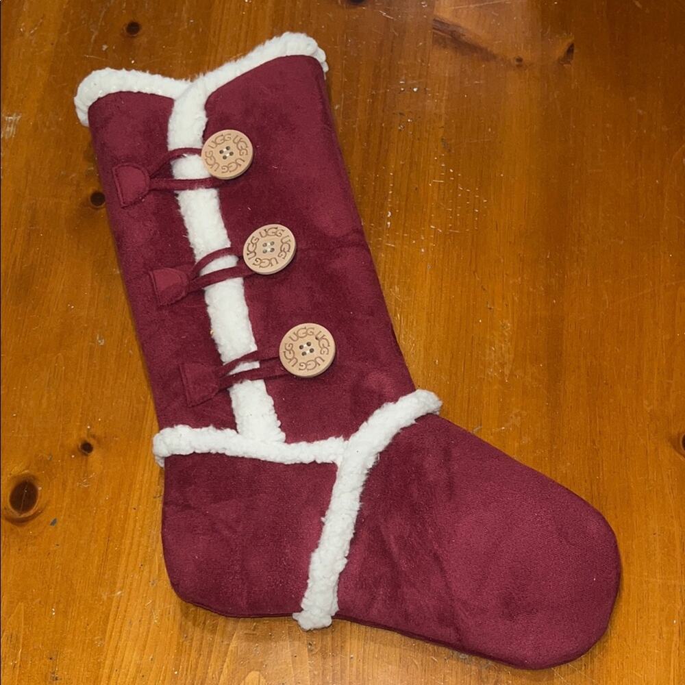 UGG Burgundy White Faux Suede Boot Stocking